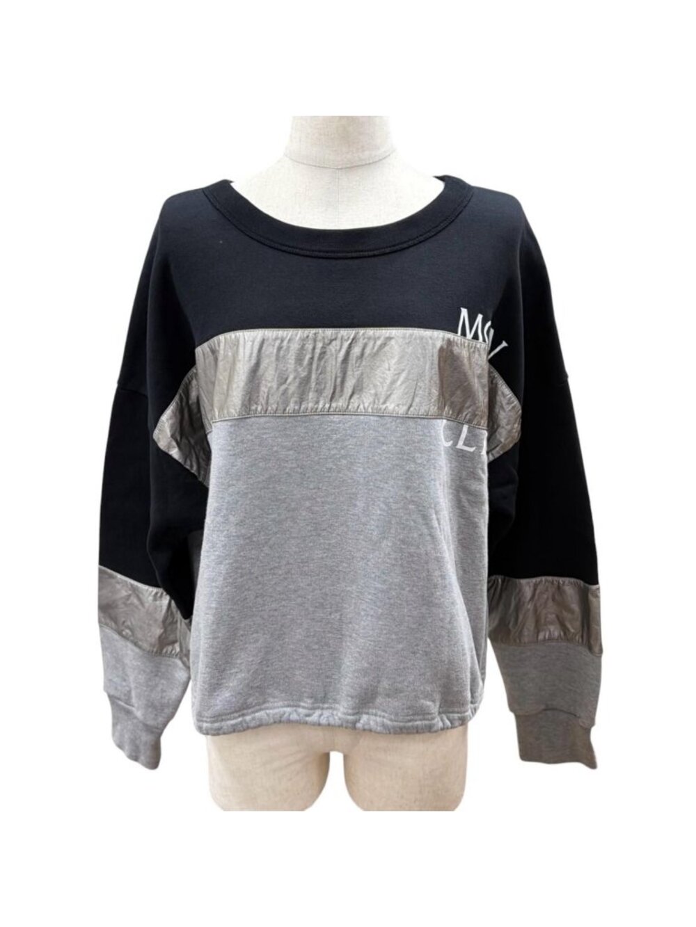 Moncler Cotton Drawstring Sweatshirt Black Gray Made by Luco XS